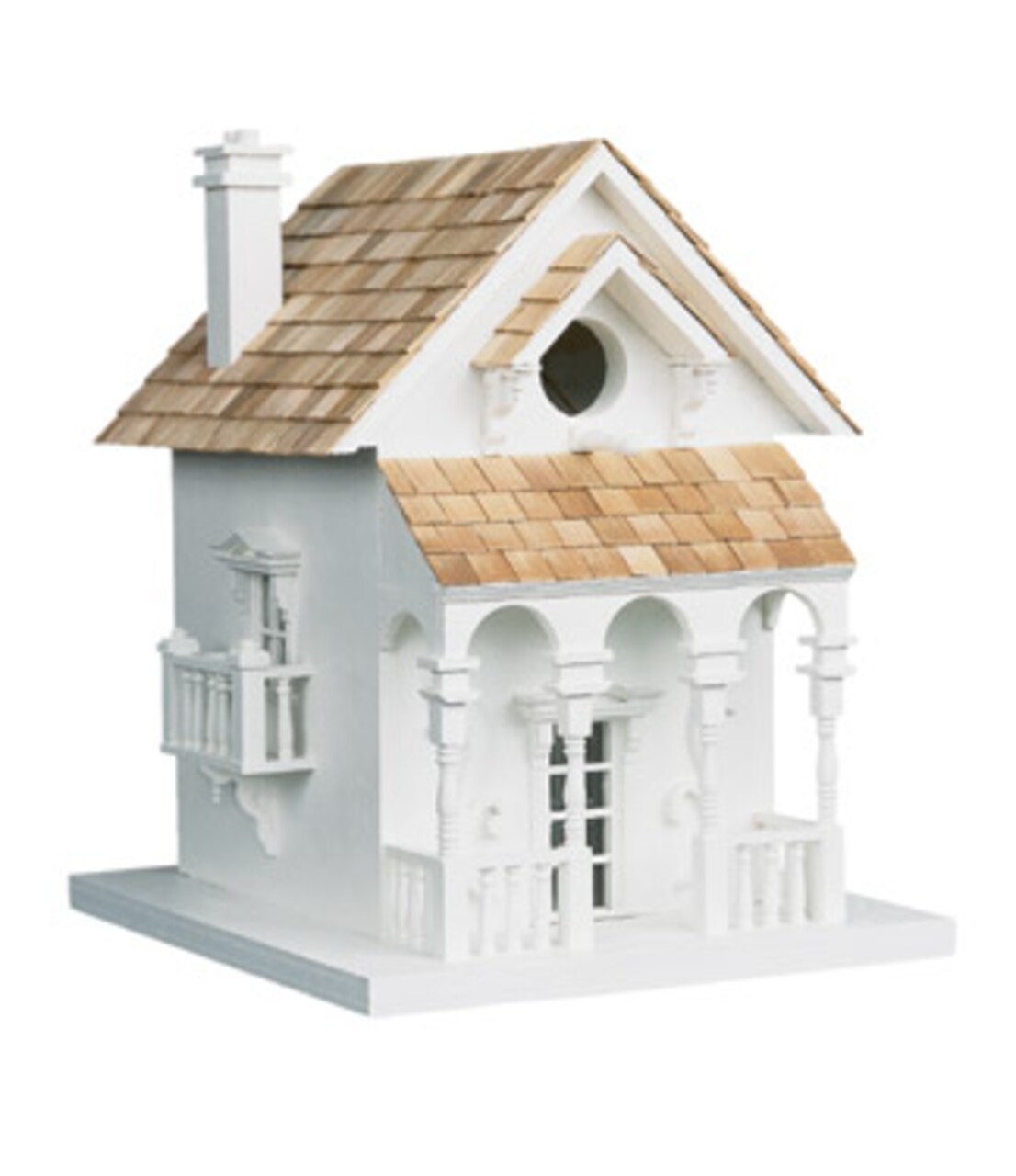 Designer Birdhouse Collection 11" White and Brown European Villa Inspired Outdoor Garden Birdhouse